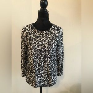 Philosophy Long Sleeve Shirt with Lace Graphic and Zipper - Size Large